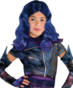 Disney Descendants 3 Mal Halloween Costume Wig With Loose Waves, Blue, Kids, One Size