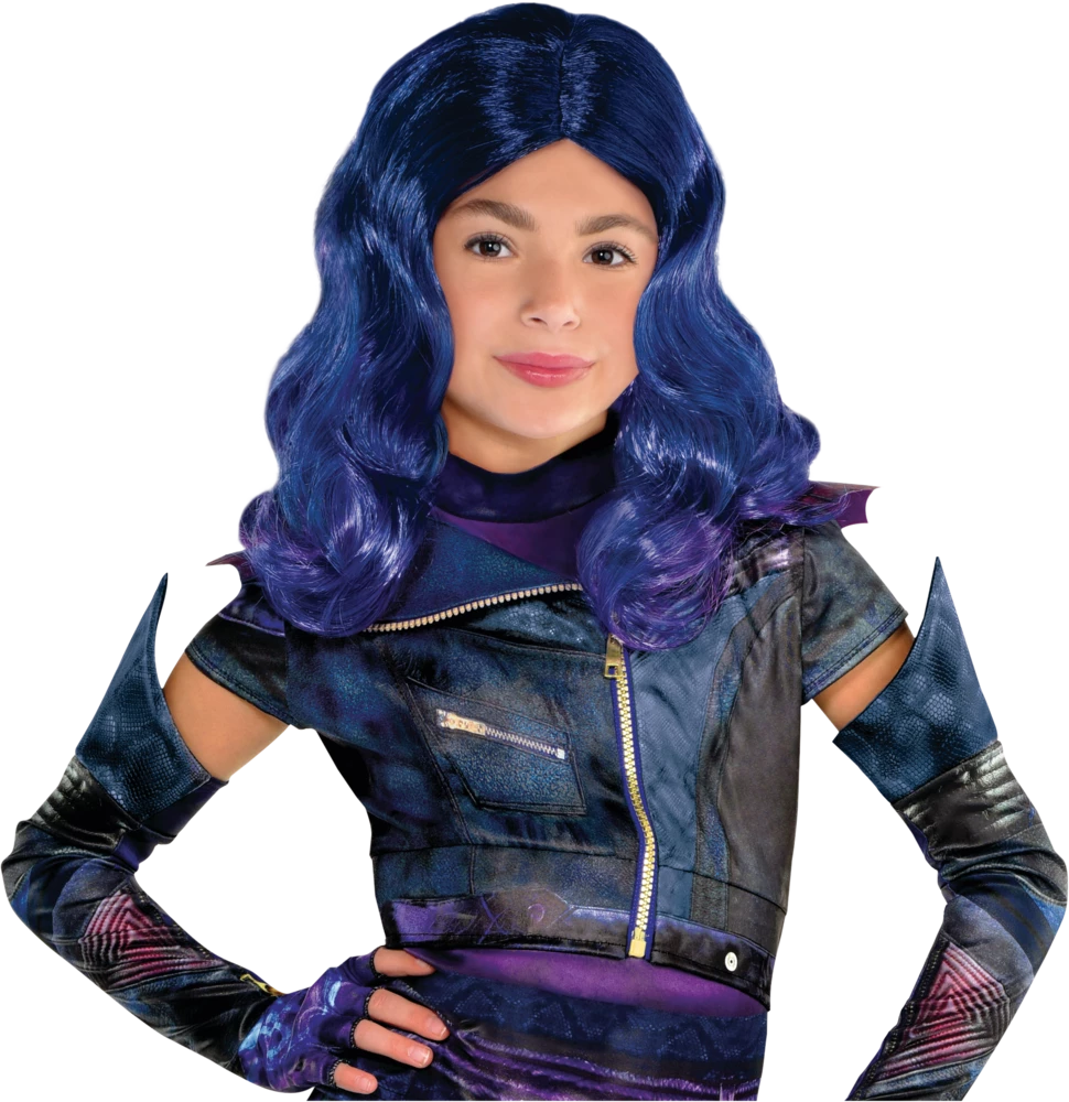 Disney Descendants 3 Mal Halloween Costume Wig With Loose Waves, Blue, Kids, One Size