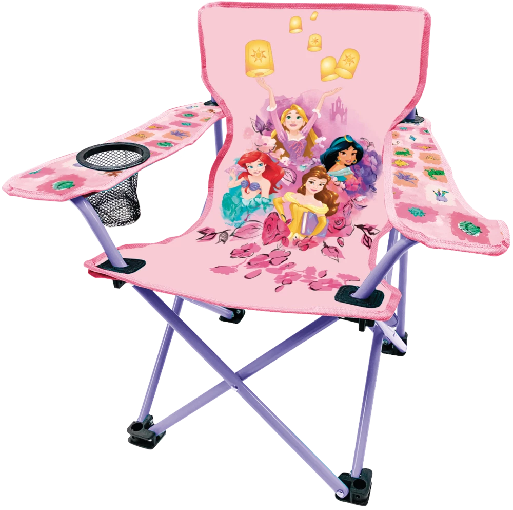 Disney Princess Kids' Folding Quad Camping Chair W/ Cup Holder & Carry Bag - Image 5
