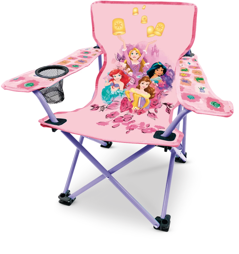 Disney Princess Kids' Folding Quad Camping Chair W/ Cup Holder & Carry Bag - Image 4