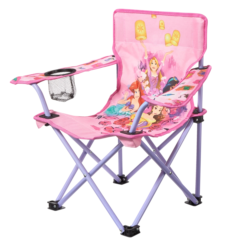 Disney Princess Kids' Folding Quad Camping Chair W/ Cup Holder & Carry Bag - Image 2