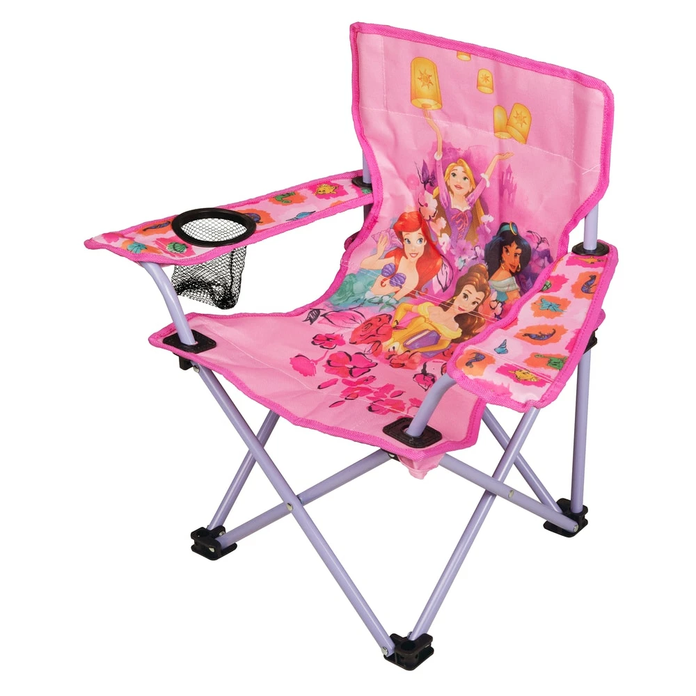 Disney Princess Kids' Folding Quad Camping Chair W/ Cup Holder & Carry Bag
