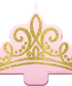Glitter Disney Once Upon A Time Crown Birthday Candle, Pink/Gold