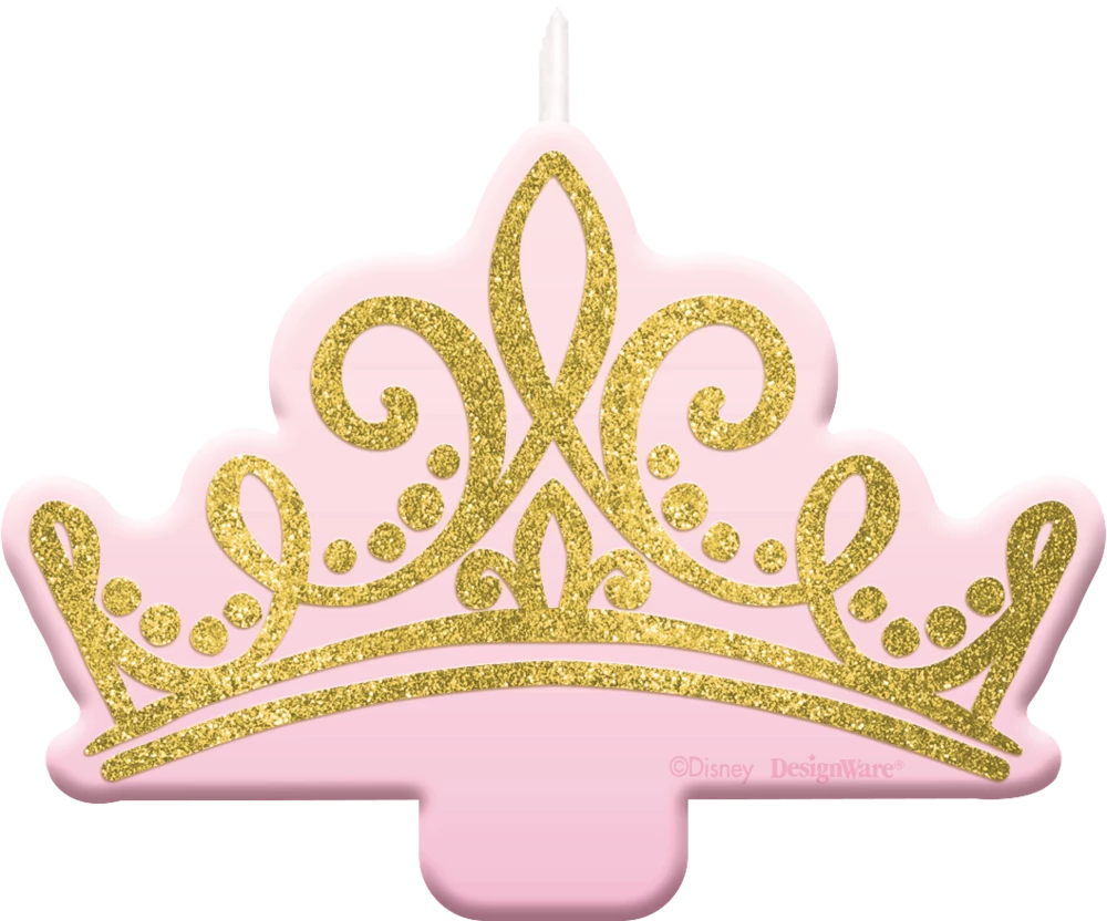 Glitter Disney Once Upon A Time Crown Birthday Candle, Pink/Gold