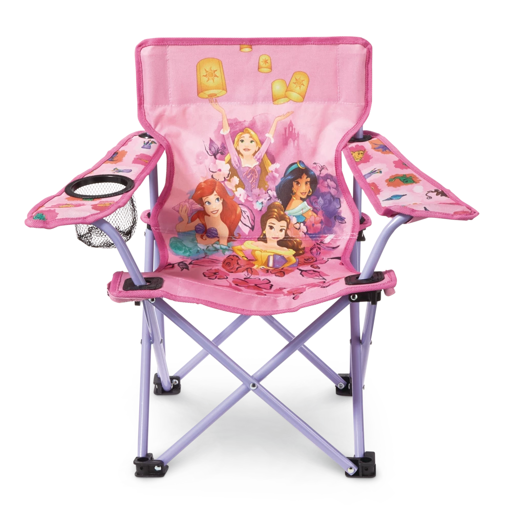 Disney Princess Kids' Folding Quad Camping Chair W/ Cup Holder & Carry Bag - Image 3