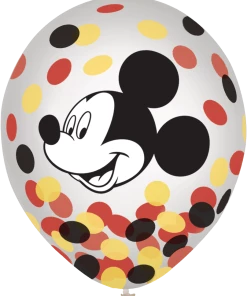 Disney Mickey Mouse Forever Confetti Latex Balloons, Clear, 6-pk