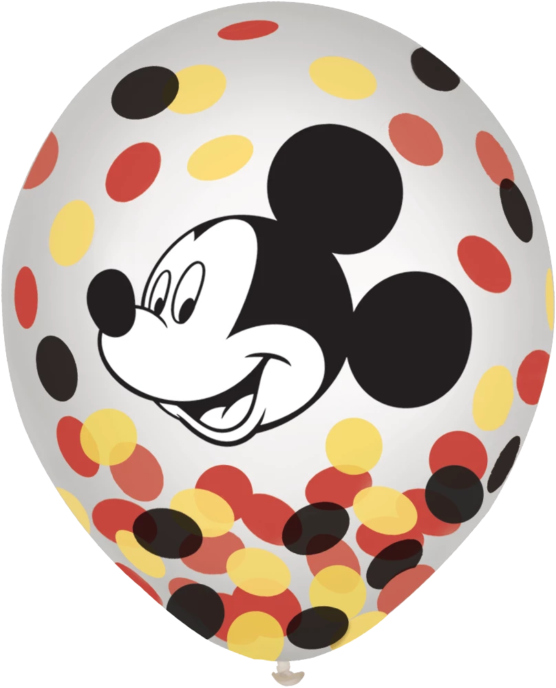 Disney Mickey Mouse Forever Confetti Latex Balloons, Clear, 6-pk
