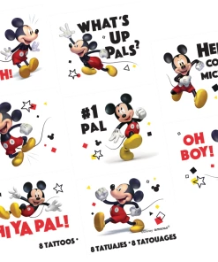 Disney Mickey Mouse Forever Easy To Apply Party Favour Tattoos, 1 Sheet Of 8