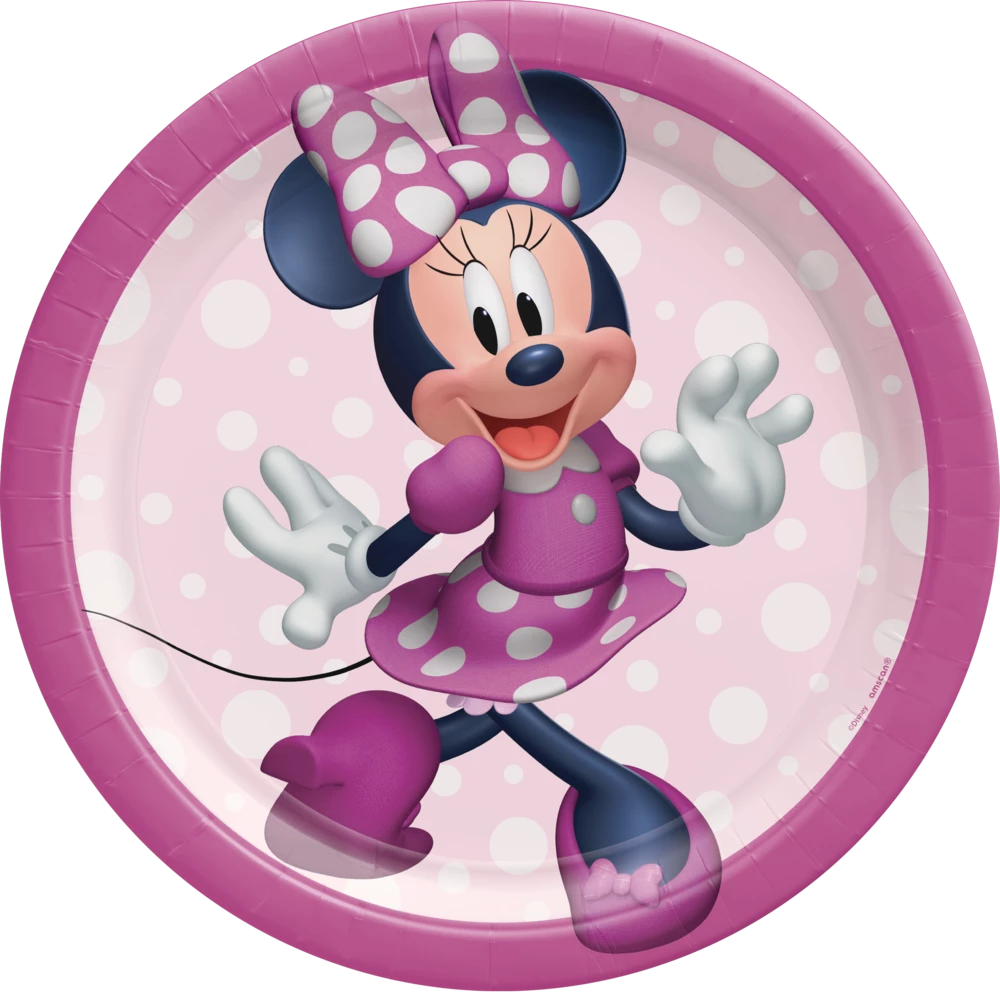 Disney Minnie Mouse Forever Small Round Disposable Dessert Paper Plates, 7-in, 8-pk