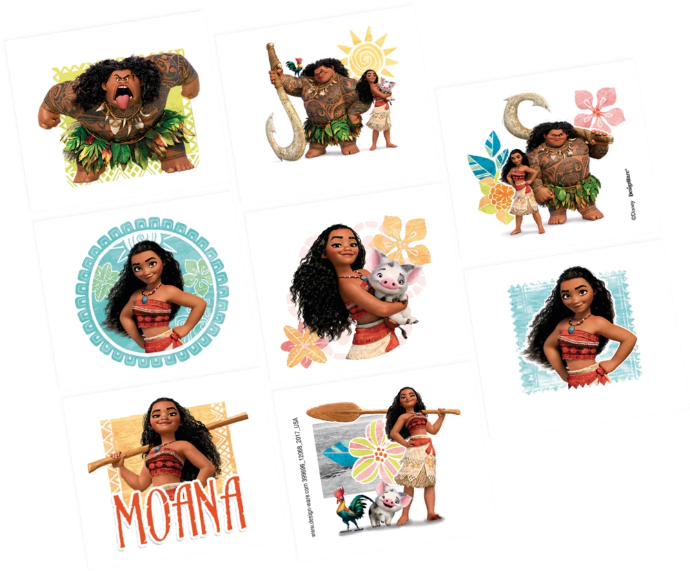 Disney Moana Temporary Party Favour Tattoos, 8-pc