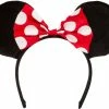Disney Kids' Minnie Mouse Ears Plush Headband, Black, Red And White, One Size