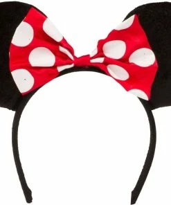 Disney Kids' Minnie Mouse Ears Plush Headband, Black, Red And White, One Size